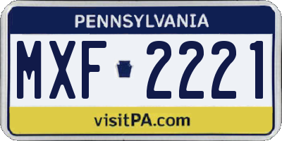 PA license plate MXF2221