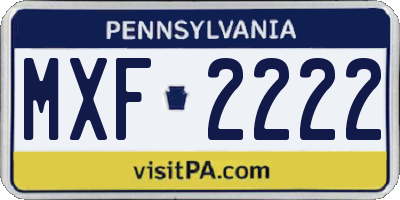PA license plate MXF2222
