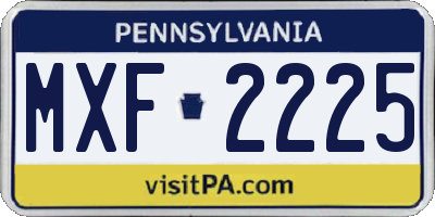 PA license plate MXF2225