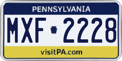 PA license plate MXF2228