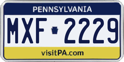PA license plate MXF2229