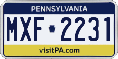 PA license plate MXF2231
