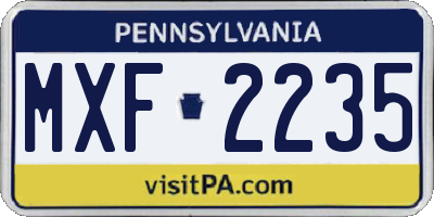 PA license plate MXF2235
