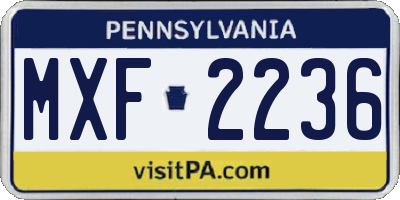 PA license plate MXF2236