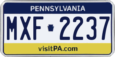 PA license plate MXF2237