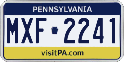 PA license plate MXF2241