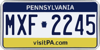 PA license plate MXF2245