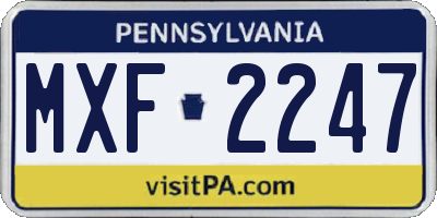 PA license plate MXF2247