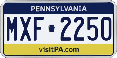 PA license plate MXF2250