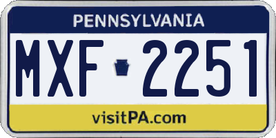 PA license plate MXF2251