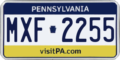 PA license plate MXF2255