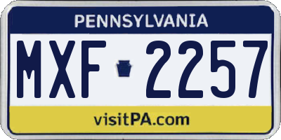 PA license plate MXF2257