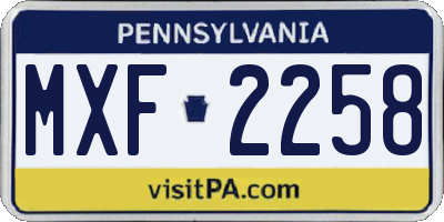 PA license plate MXF2258