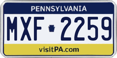 PA license plate MXF2259