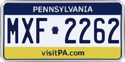 PA license plate MXF2262