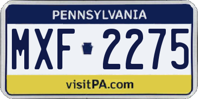 PA license plate MXF2275
