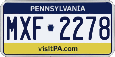 PA license plate MXF2278
