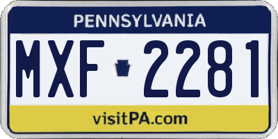 PA license plate MXF2281