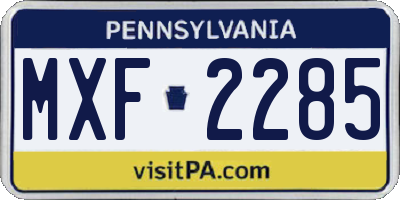 PA license plate MXF2285
