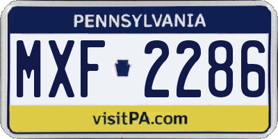 PA license plate MXF2286