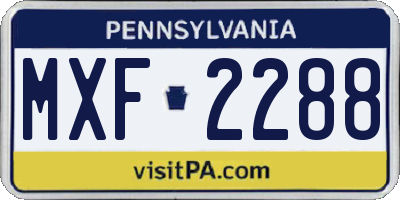 PA license plate MXF2288