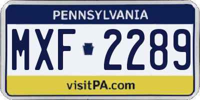 PA license plate MXF2289
