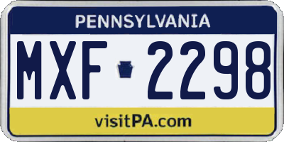 PA license plate MXF2298
