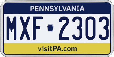 PA license plate MXF2303