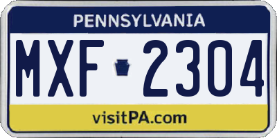 PA license plate MXF2304