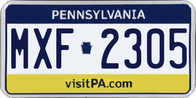PA license plate MXF2305