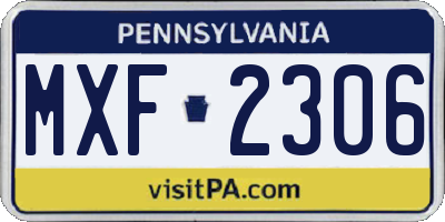 PA license plate MXF2306