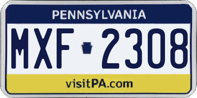 PA license plate MXF2308