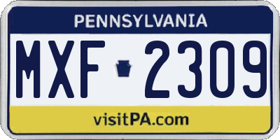 PA license plate MXF2309