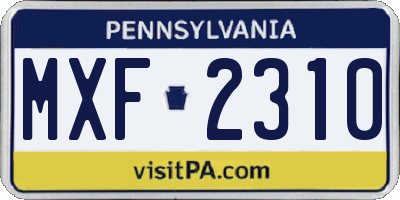 PA license plate MXF2310