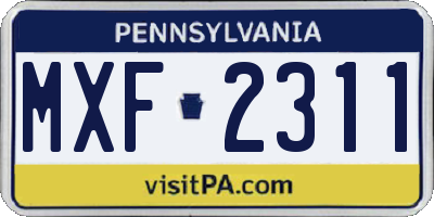 PA license plate MXF2311