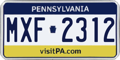 PA license plate MXF2312