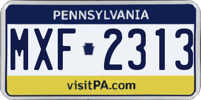 PA license plate MXF2313