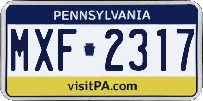 PA license plate MXF2317