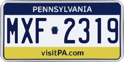 PA license plate MXF2319