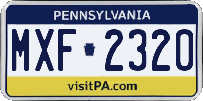 PA license plate MXF2320