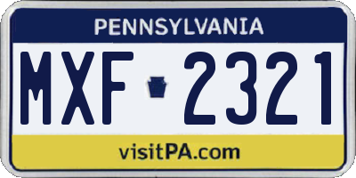 PA license plate MXF2321