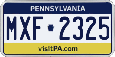 PA license plate MXF2325