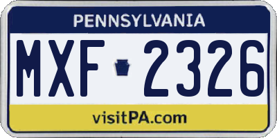 PA license plate MXF2326