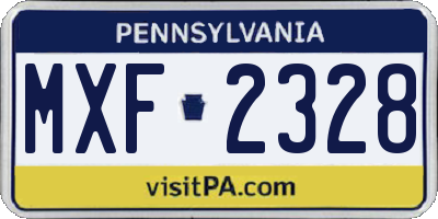 PA license plate MXF2328