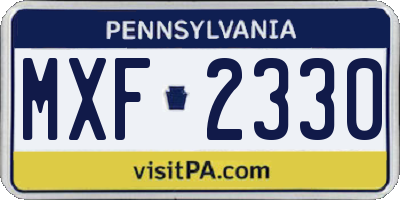 PA license plate MXF2330