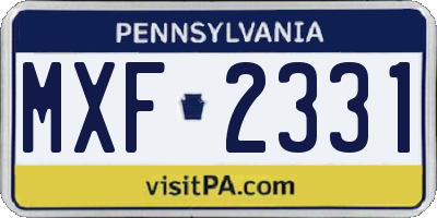PA license plate MXF2331