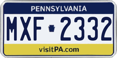 PA license plate MXF2332