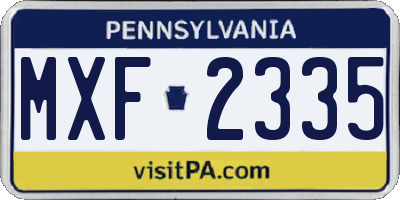 PA license plate MXF2335