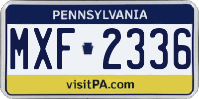 PA license plate MXF2336