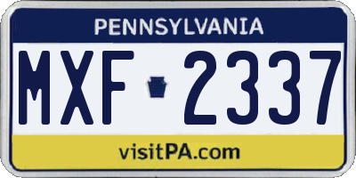 PA license plate MXF2337